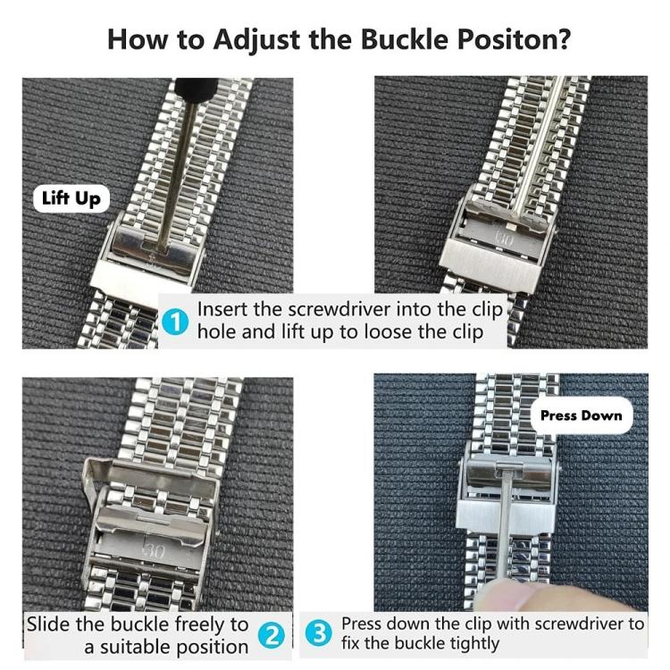 For Samsung Galaxy Watch 7 / 6 / 5 / 4 Seven Beads Buckle Stainless Steel Watch Band
