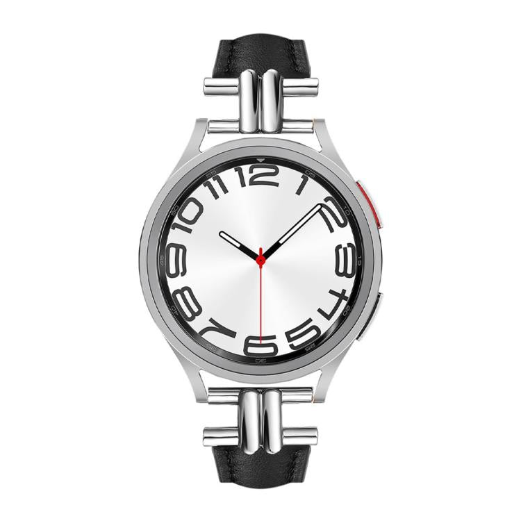 20mm H-shaped Metal Buckle Leather Watch Band