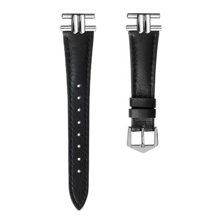 20mm H-shaped Metal Buckle Leather Watch Band