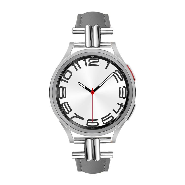 20mm H-shaped Metal Buckle Leather Watch Band