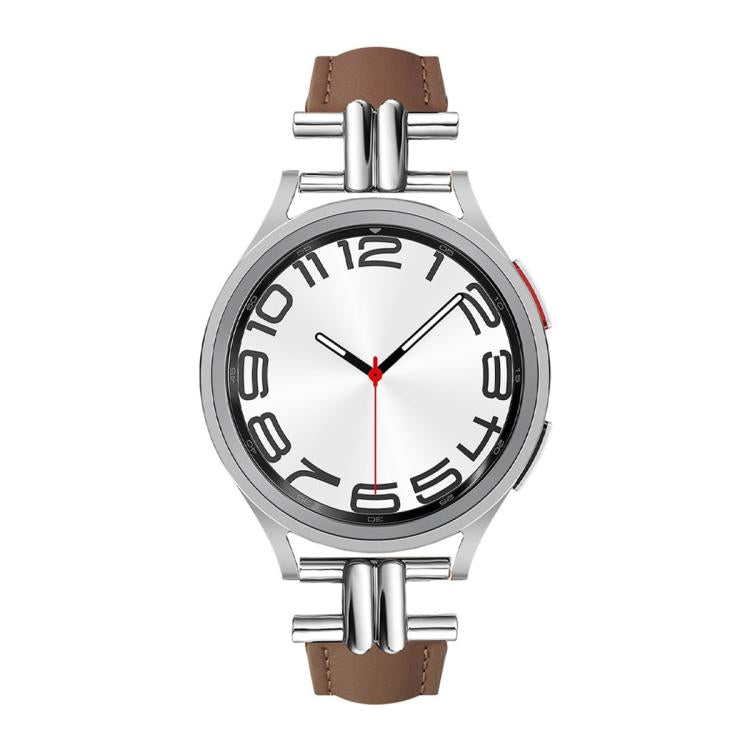 20mm H-shaped Metal Buckle Leather Watch Band
