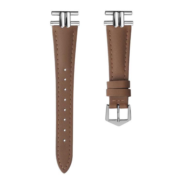 20mm H-shaped Metal Buckle Leather Watch Band