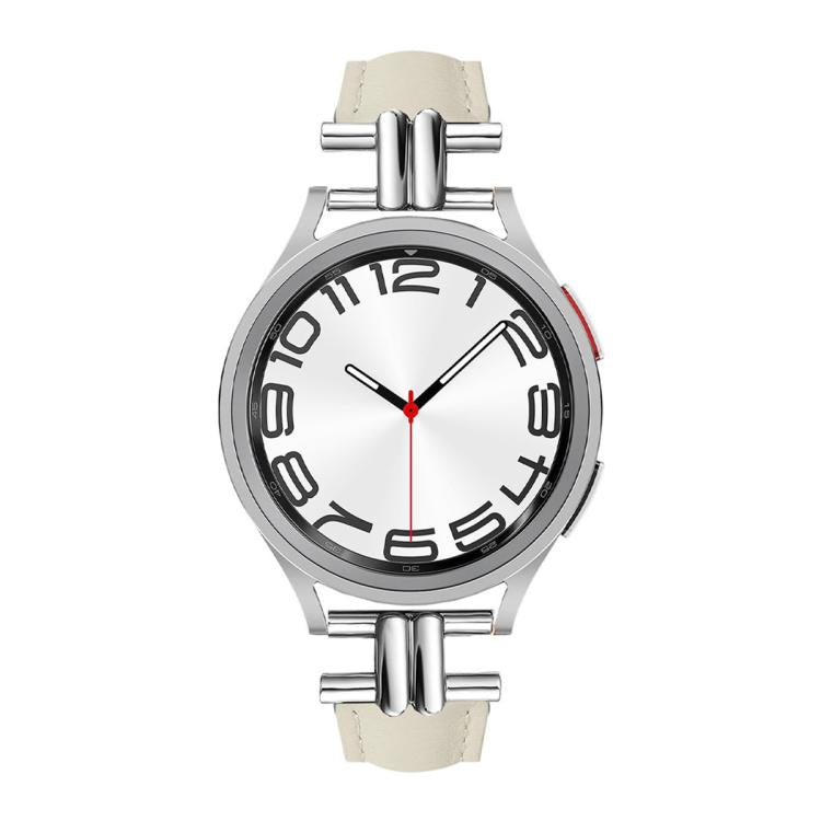 20mm H-shaped Metal Buckle Leather Watch Band