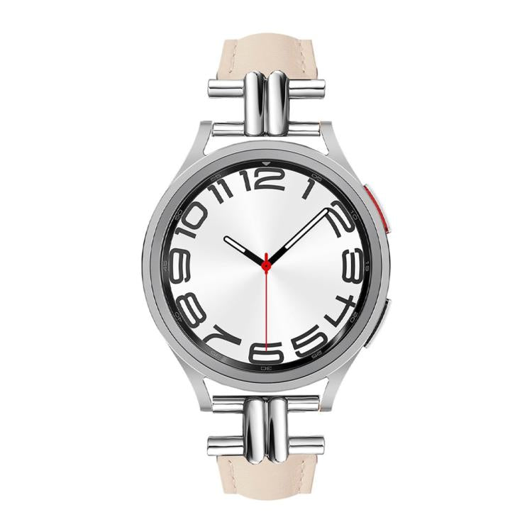 20mm H-shaped Metal Buckle Leather Watch Band