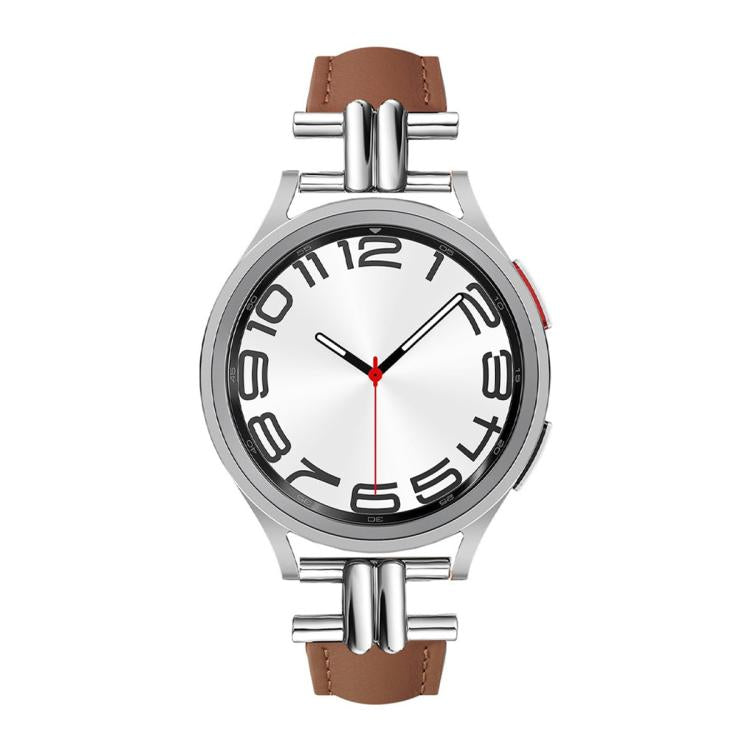 20mm H-shaped Metal Buckle Leather Watch Band