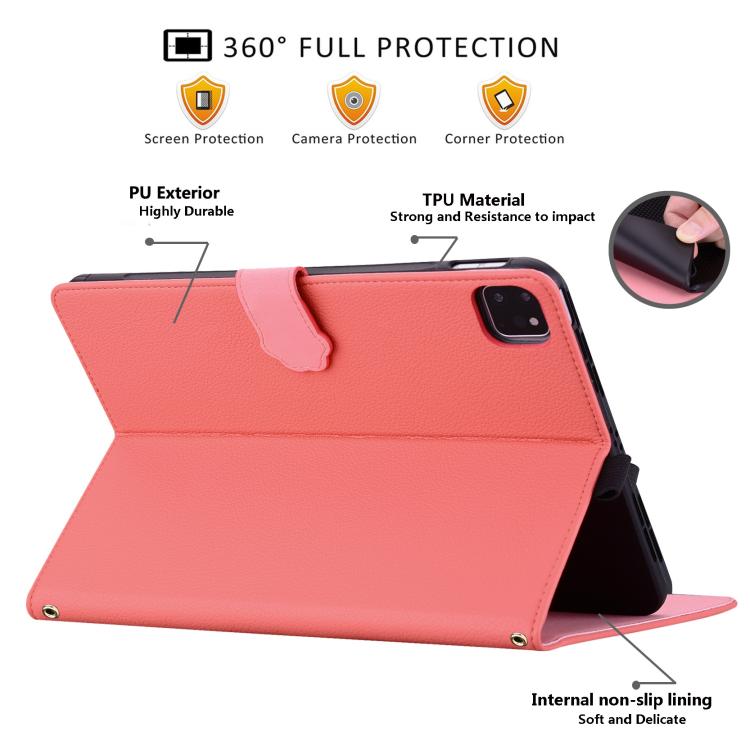 For iPad Pro 11 2025 / 2024 Cat Skin-feel Litchi Leather Smart Tablet Case