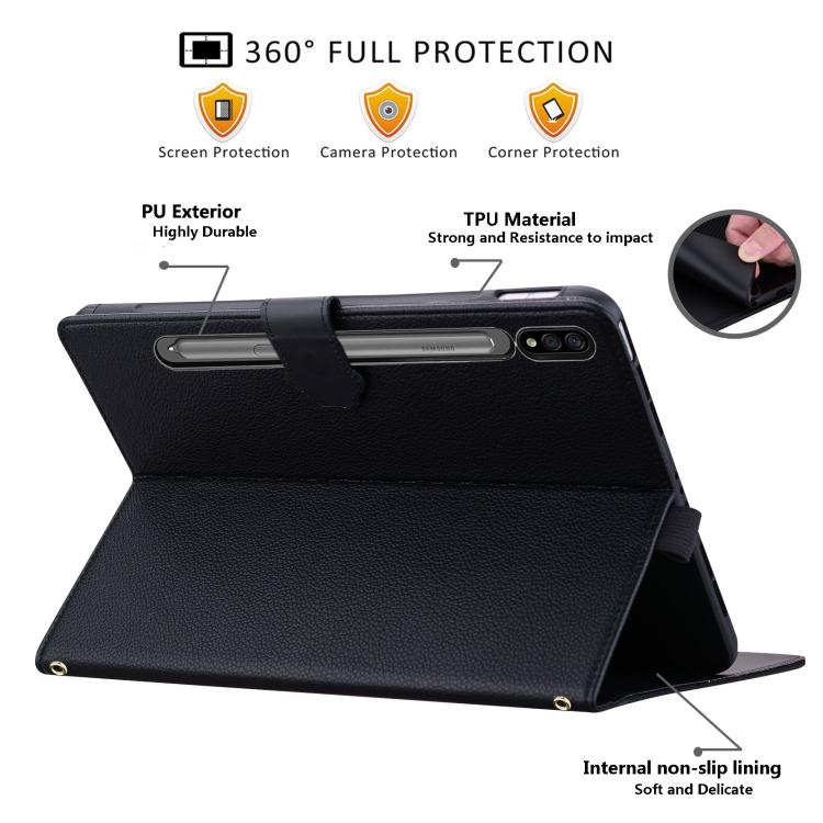 For Samsung Galaxy Tab S10+ / S9+ Cat Skin-feel Litchi Leather Smart Tablet Case