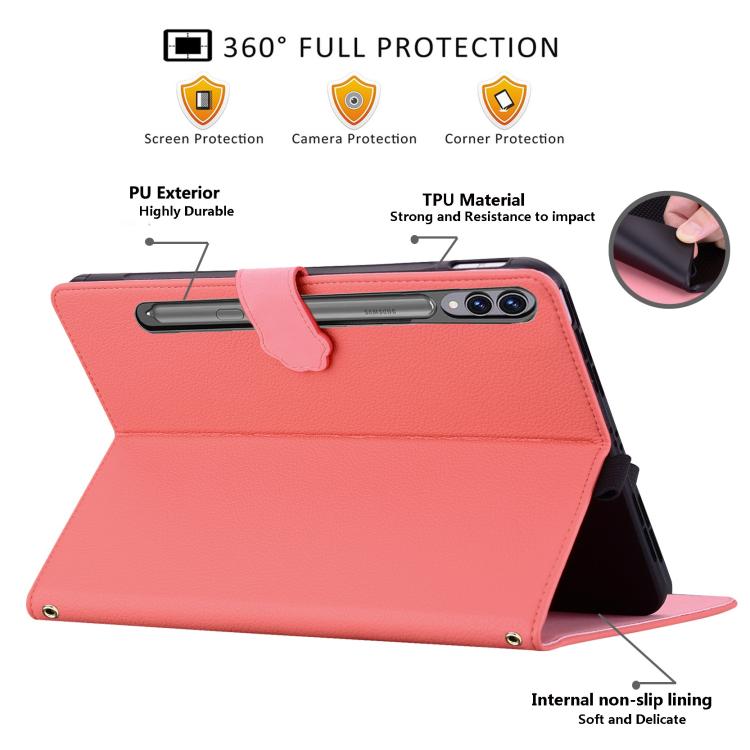 For Samsung Galaxy Tab S10+ / S9+ Cat Skin-feel Litchi Leather Smart Tablet Case