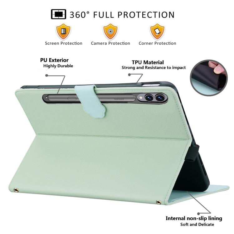 For Samsung Galaxy Tab S10+ / S9+ Cat Skin-feel Litchi Leather Smart Tablet Case