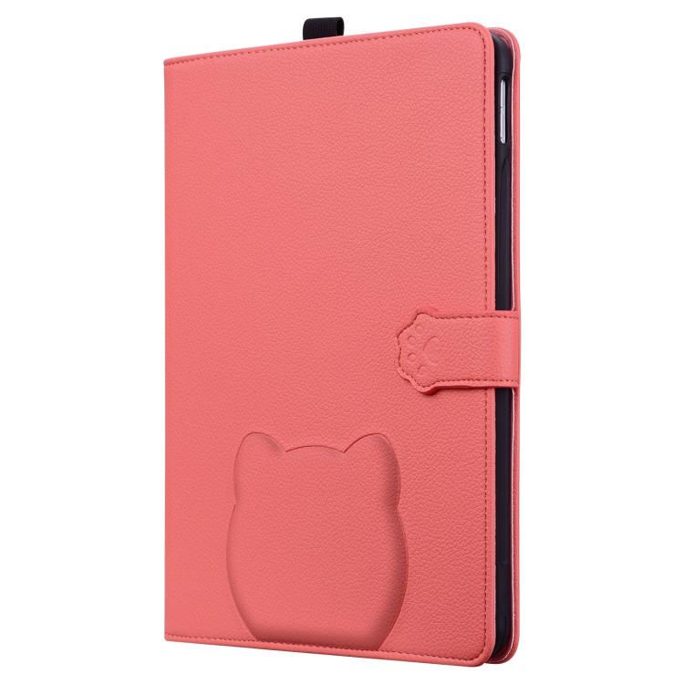 For Samsung Galaxy Tab S11 Cat Skin-feel Litchi Leather Smart Tablet Case