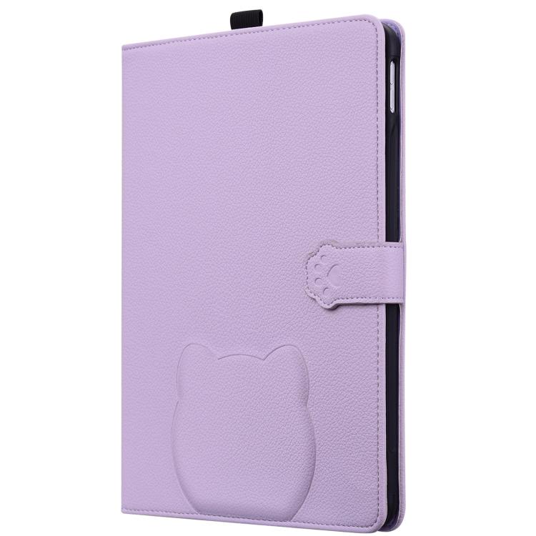 For Samsung Galaxy Tab S10 Lite / S10 FE Cat Skin-feel Litchi Leather Smart Tablet Case