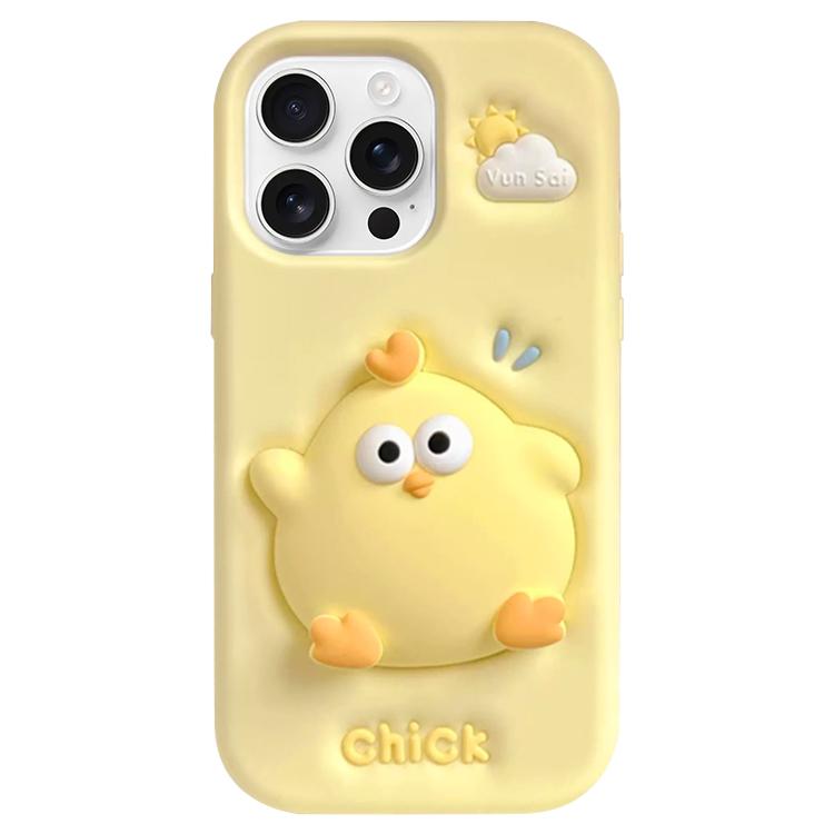 For iPhone 16 Pro Pressable Chick Silicone Phone Case - Yellow