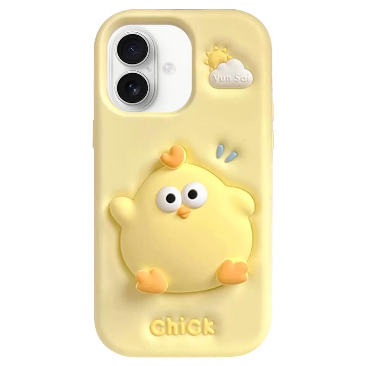 For iPhone 16 Pressable Chick Silicone Phone Case - Yellow