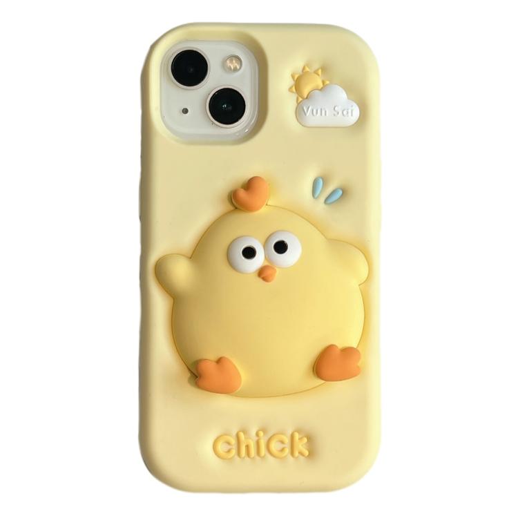 For iPhone 14 Plus Pressable Chick Silicone Phone Case - Yellow