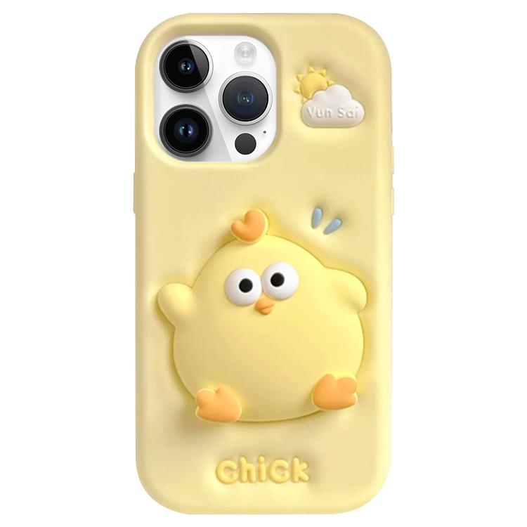 For iPhone 13 Pro Pressable Chick Silicone Phone Case - Yellow