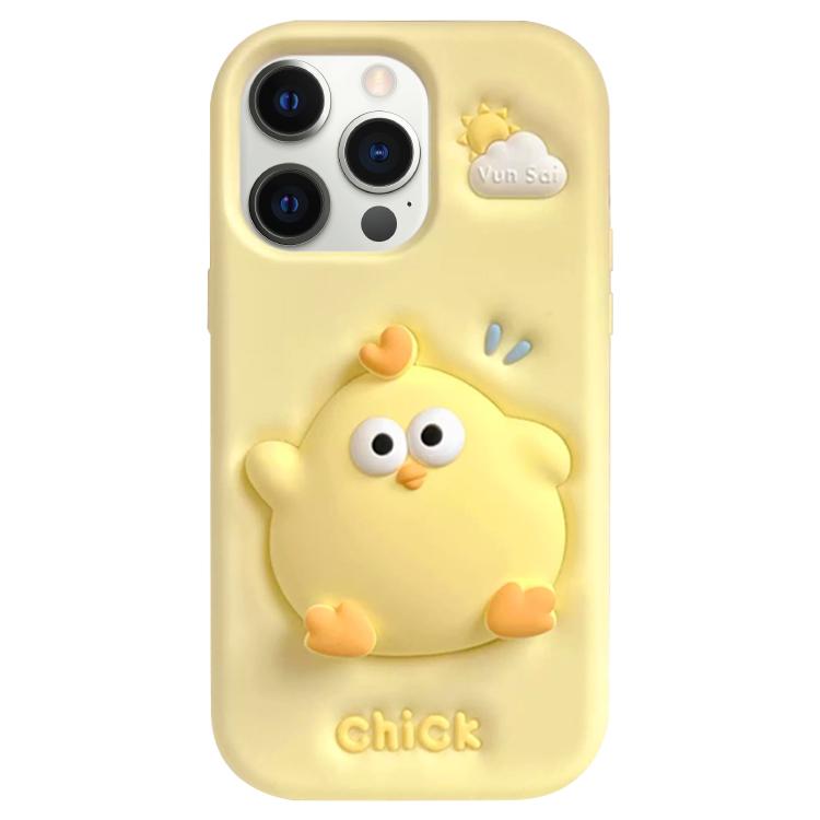 For iPhone 12 Pro Max Pressable Chick Silicone Phone Case - Yellow