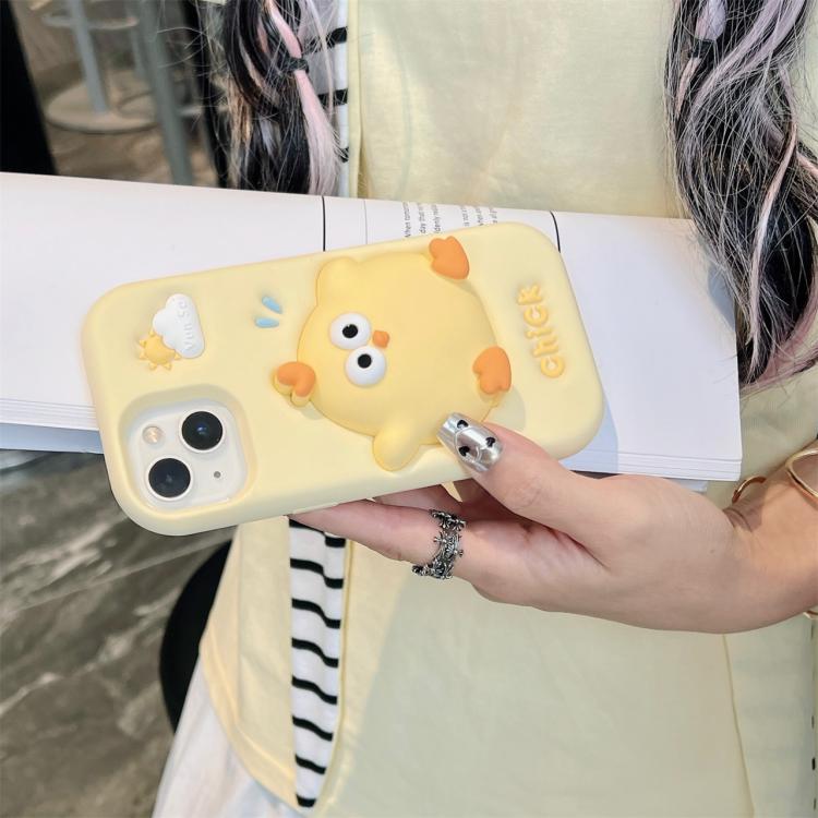 For iPhone 14 Pressable Chick Silicone Phone Case - Yellow