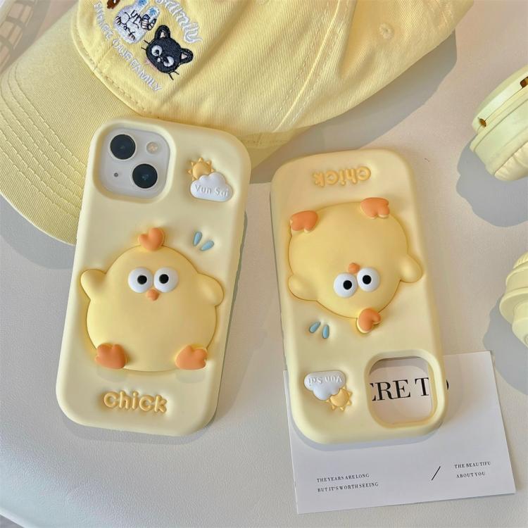 For iPhone 12 Pro Max Pressable Chick Silicone Phone Case - Yellow