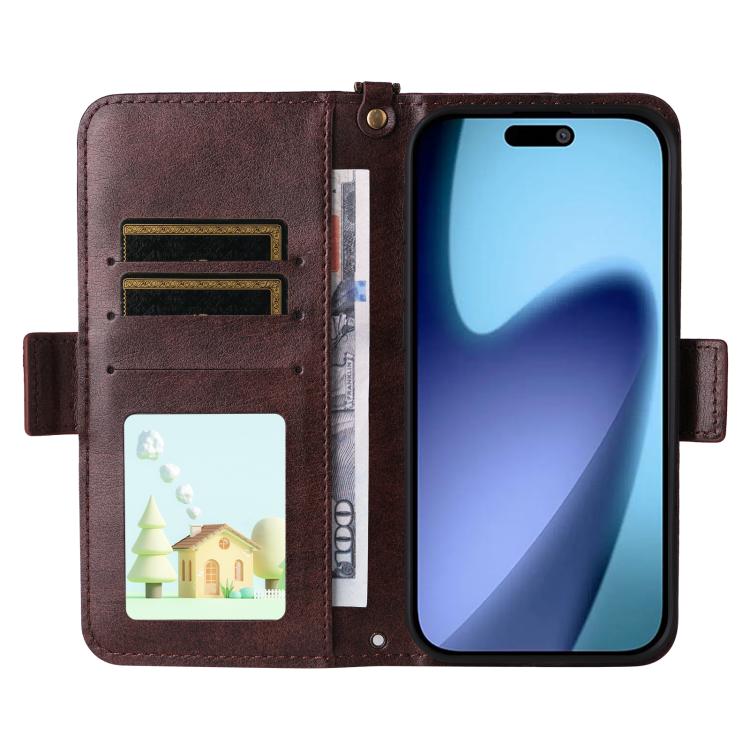 For iPhone Air Multi-card Slots Crossbody Cowhide Leather Phone Case