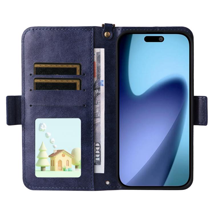 For iPhone Air Multi-card Slots Crossbody Cowhide Leather Phone Case