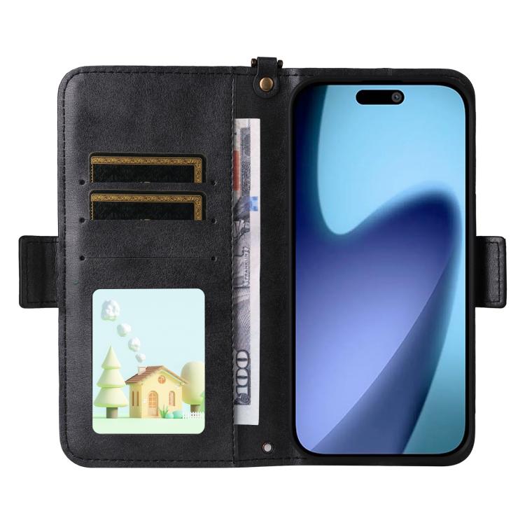 For iPhone Air Multi-card Slots Crossbody Cowhide Leather Phone Case