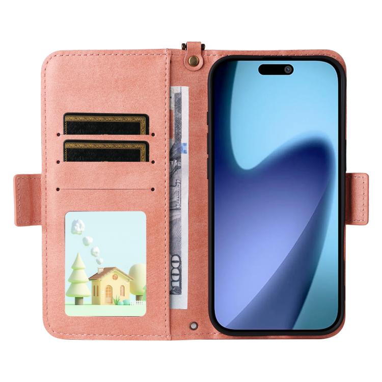 For iPhone Air Multi-card Slots Crossbody Cowhide Leather Phone Case