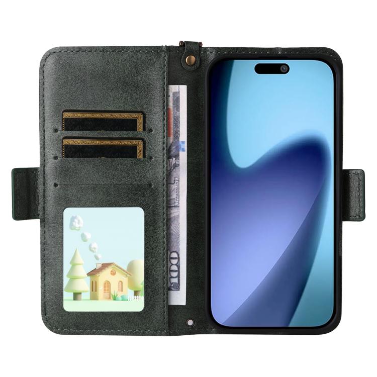 For iPhone Air Multi-card Slots Crossbody Cowhide Leather Phone Case