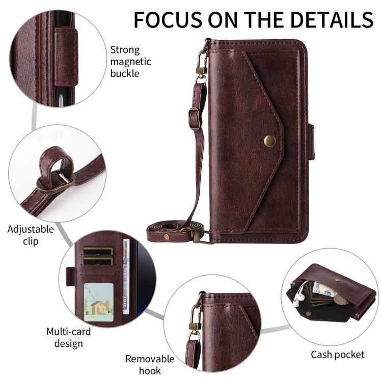 For iPhone 16 Plus Multi-card Slots Crossbody Cowhide Leather Phone Case