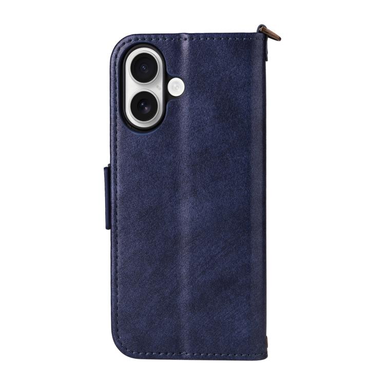 For iPhone 16 Plus Multi-card Slots Crossbody Cowhide Leather Phone Case