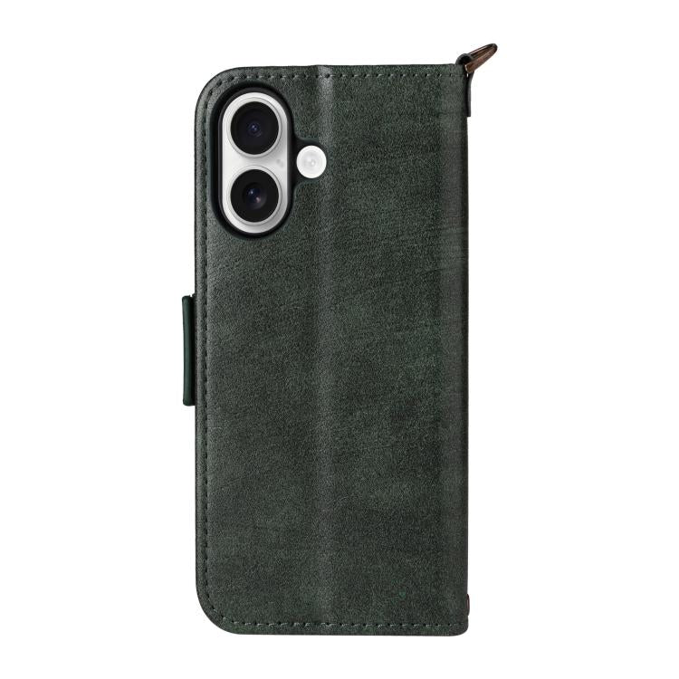 For iPhone 16 Plus Multi-card Slots Crossbody Cowhide Leather Phone Case