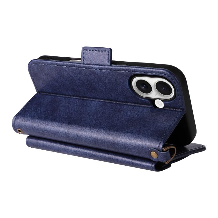 For iPhone 16 Pro Max Multi-card Slots Crossbody Cowhide Leather Phone Case