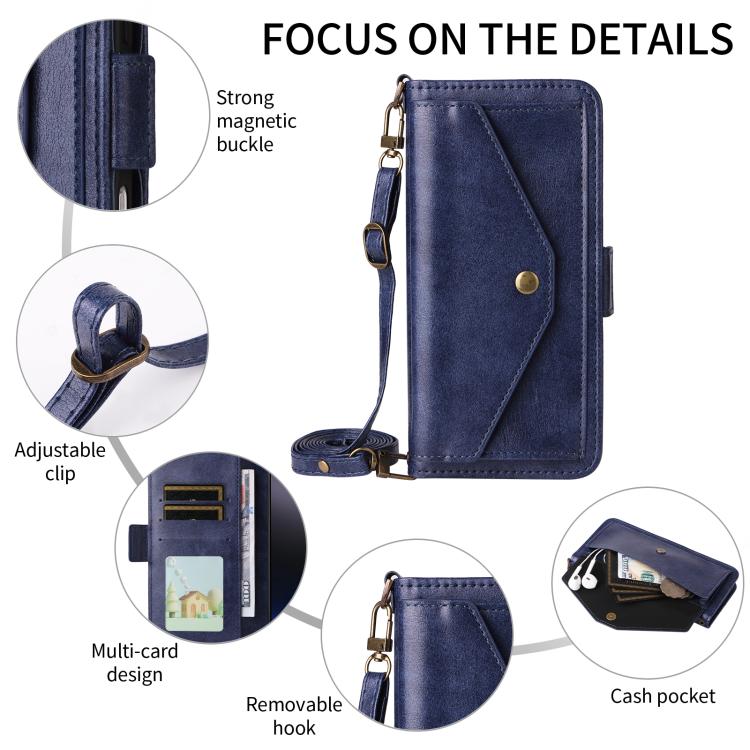 For iPhone 16 Pro Max Multi-card Slots Crossbody Cowhide Leather Phone Case