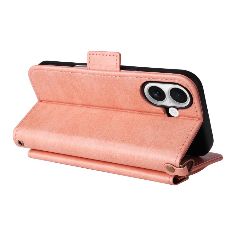 For iPhone 16 Pro Max Multi-card Slots Crossbody Cowhide Leather Phone Case