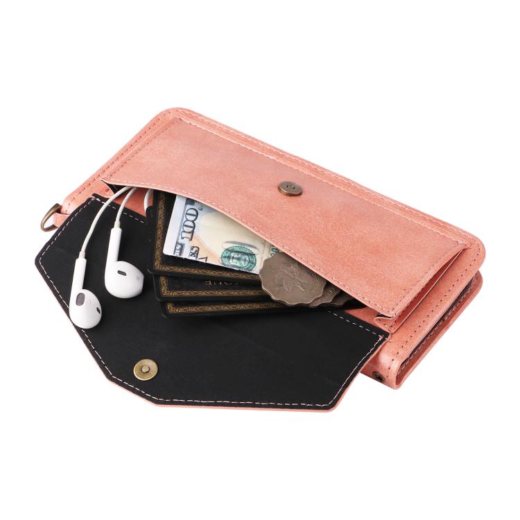 For iPhone 16 Pro Multi-card Slots Crossbody Cowhide Leather Phone Case