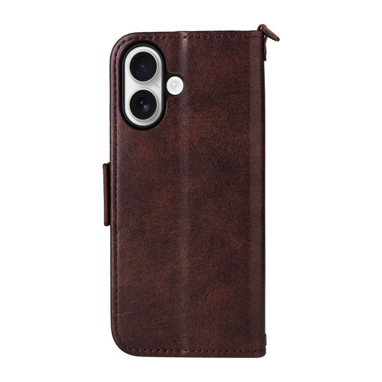 For iPhone 16 Multi-card Slots Crossbody Cowhide Leather Phone Case