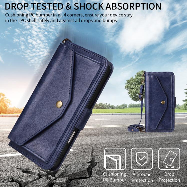 For iPhone 16 Multi-card Slots Crossbody Cowhide Leather Phone Case