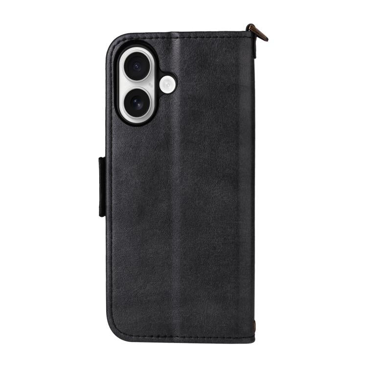 For iPhone 16 Multi-card Slots Crossbody Cowhide Leather Phone Case