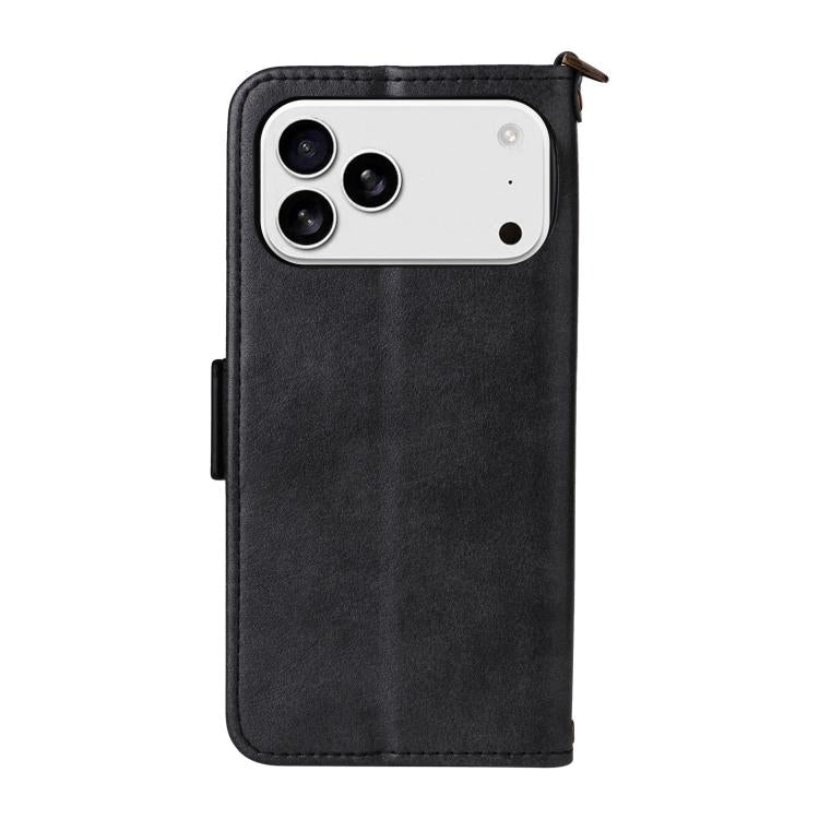 For iPhone 17 Pro Max Multi-card Slots Crossbody Cowhide Leather Phone Case