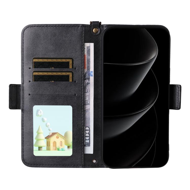 For iPhone 17 Pro Max Multi-card Slots Crossbody Cowhide Leather Phone Case