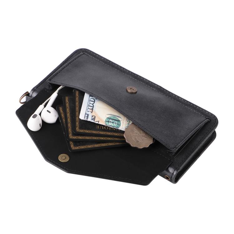 For iPhone 17 Pro Max Multi-card Slots Crossbody Cowhide Leather Phone Case