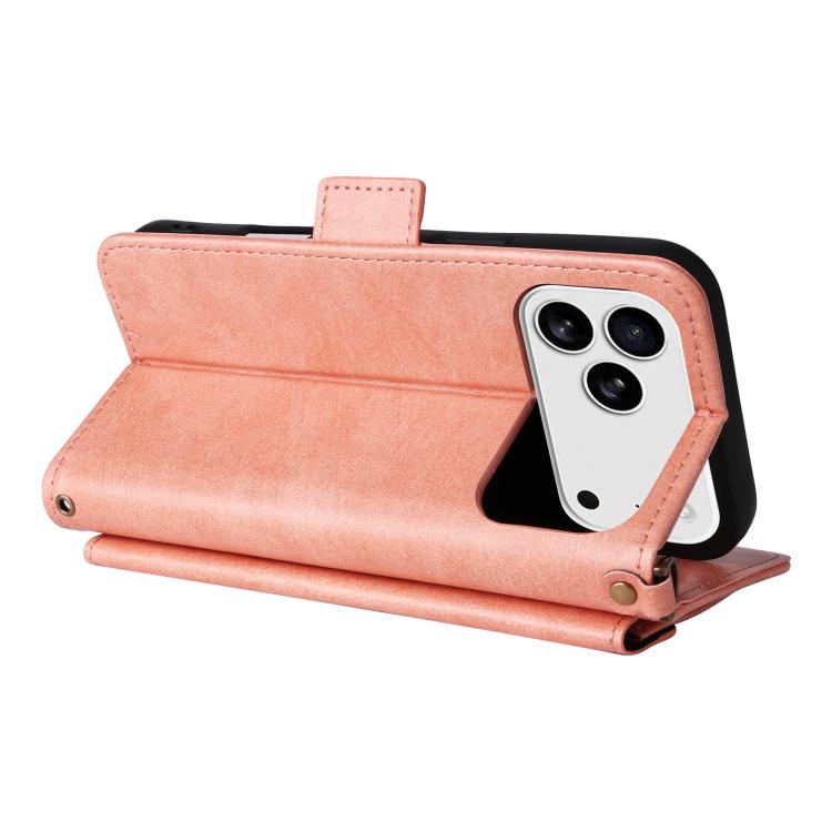 For iPhone 17 Pro Max Multi-card Slots Crossbody Cowhide Leather Phone Case
