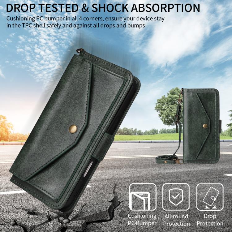 For iPhone 17 Pro Max Multi-card Slots Crossbody Cowhide Leather Phone Case