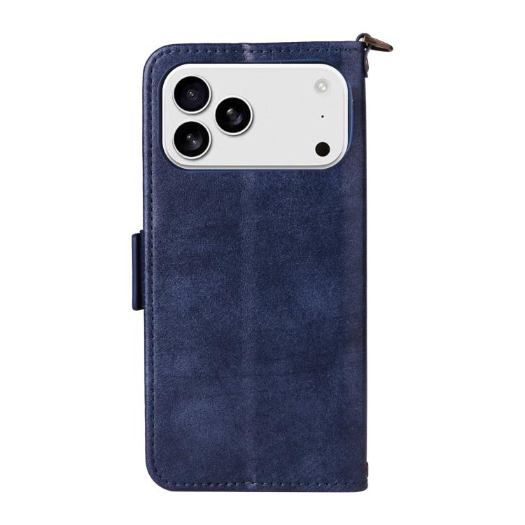 For iPhone 17 Pro Multi-card Slots Crossbody Cowhide Leather Phone Case