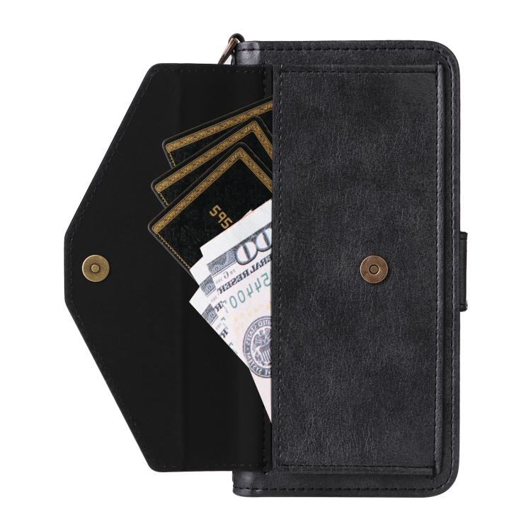 For iPhone 17 Pro Multi-card Slots Crossbody Cowhide Leather Phone Case