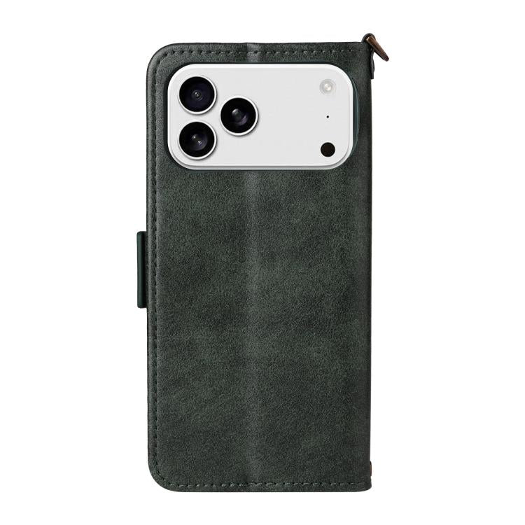 For iPhone 17 Pro Multi-card Slots Crossbody Cowhide Leather Phone Case