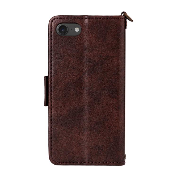 For iPhone SE 2022 / 2020 / 8 / 7 Multi-card Slots Crossbody Cowhide Leather Phone Case