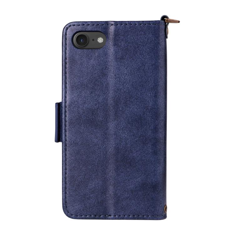 For iPhone SE 2022 / 2020 / 8 / 7 Multi-card Slots Crossbody Cowhide Leather Phone Case