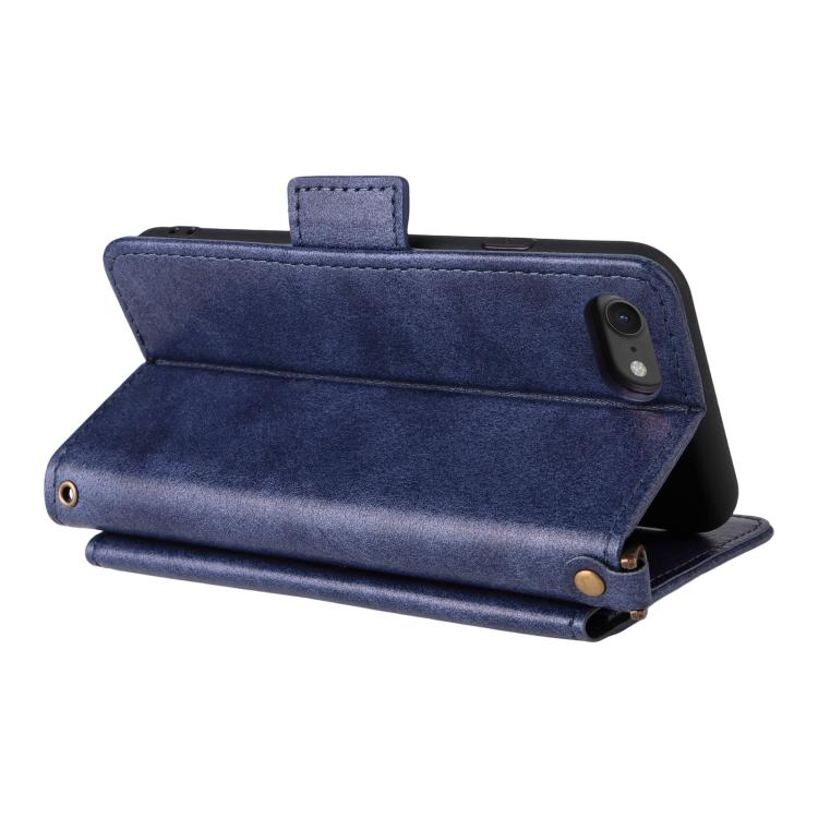 For iPhone SE 2022 / 2020 / 8 / 7 Multi-card Slots Crossbody Cowhide Leather Phone Case