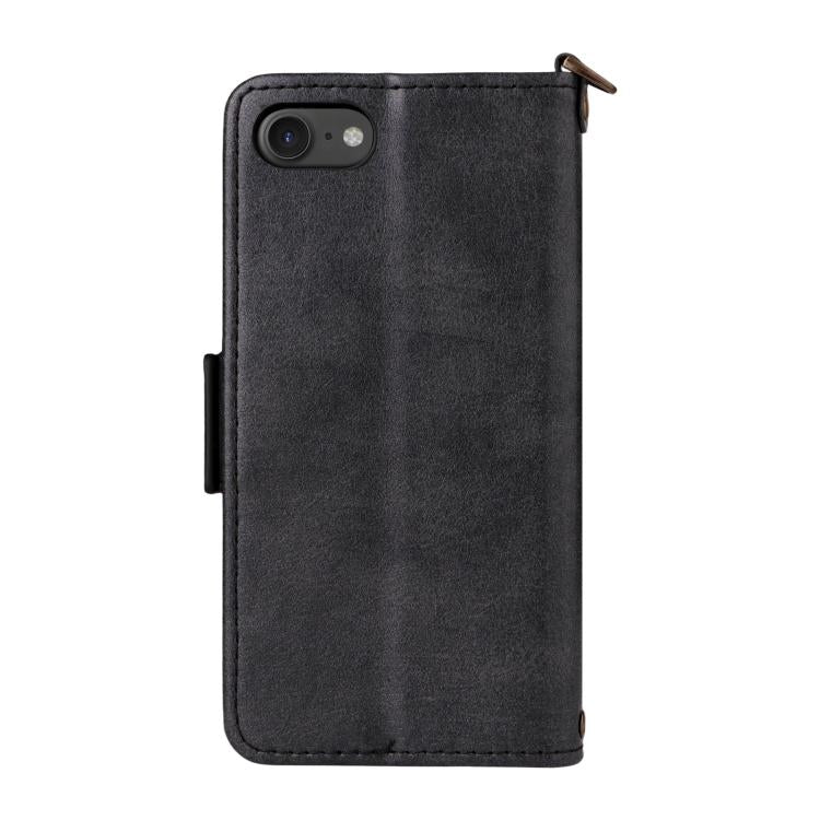 For iPhone SE 2022 / 2020 / 8 / 7 Multi-card Slots Crossbody Cowhide Leather Phone Case