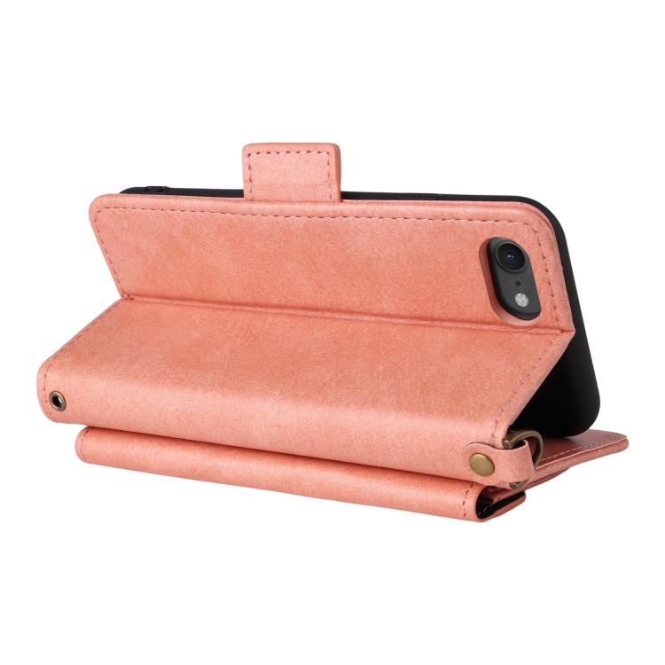 For iPhone SE 2022 / 2020 / 8 / 7 Multi-card Slots Crossbody Cowhide Leather Phone Case